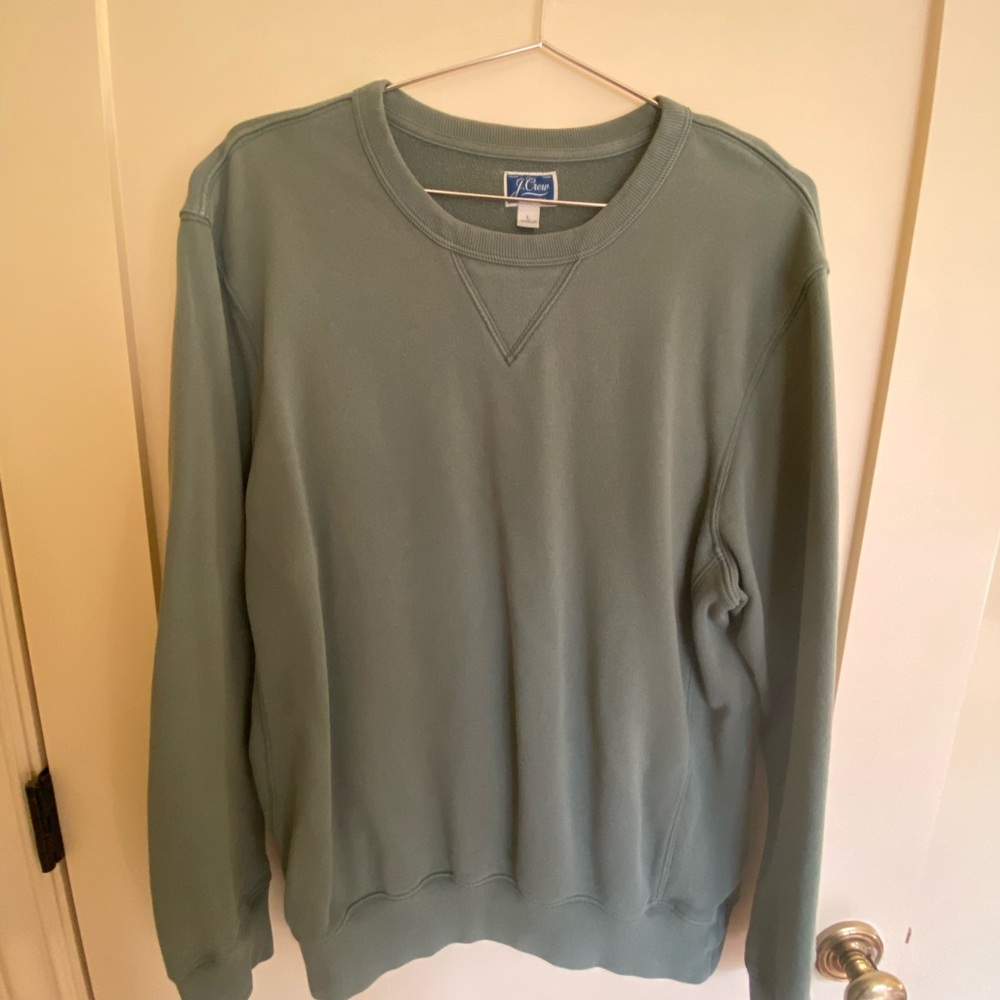 J. Crew Garment-Dyed Crewneck Sweatshirt in Sage Green Size Large